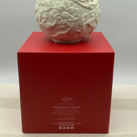 *NEW* Lenox Ornamental Glow Poinsettia Porcelain Votive Candle Holder - Picture 2 of 5